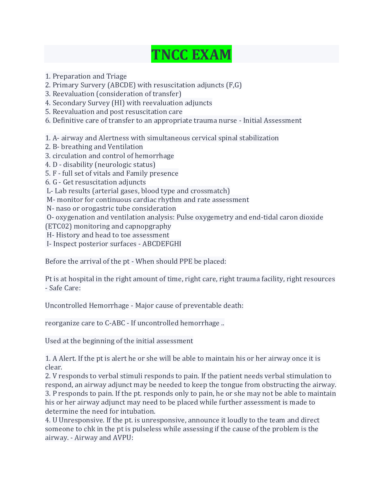 Preview image for TNCC EXAM LATEST UPDATES 2023